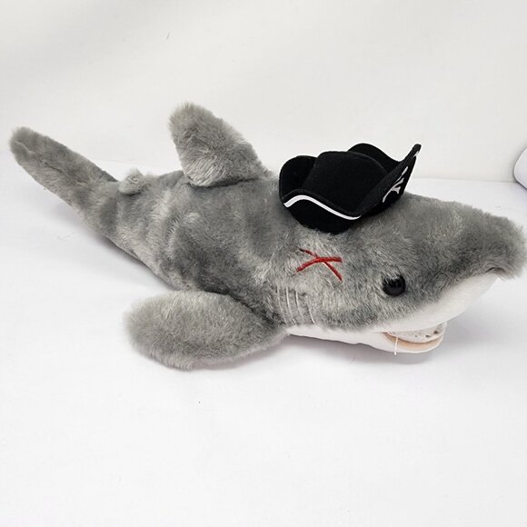 The Petting Zoo Pirate Shark Plush 16 Inch Stuffed Animal Gray Soft Toy Hat - Picture 4 of 7